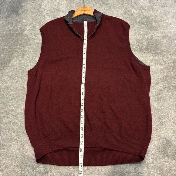 Forte Cashmere XL Sweater Vest Men's Burgundy Quarter Zip mock neck - Picture 7 of 8